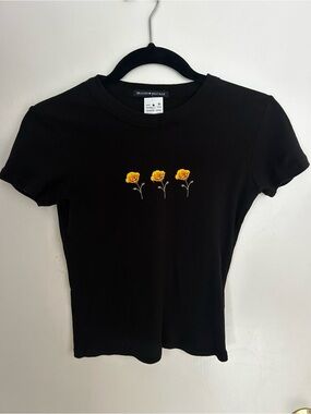 Brandy Melville Embroidered Poppy Flower Shirt